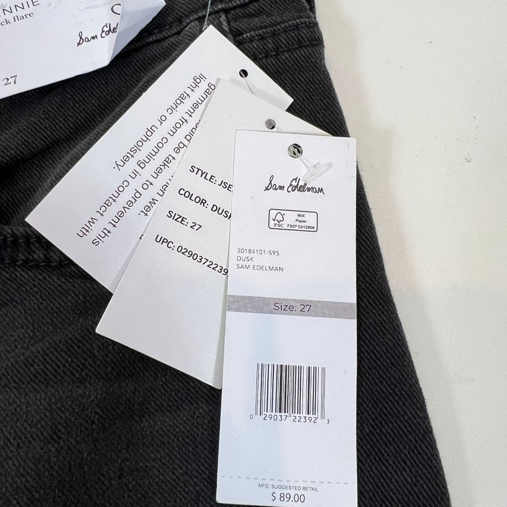 Sam Edelman Women's Black Linnie Flare Leg High Rise Cotton Jeans Size 27 - Picture 3 of 10